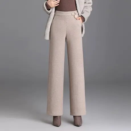 秋冬厚实毛呢裤阔腿裤女2023新款高腰宽松通勤长裤显瘦气质休闲裤图片