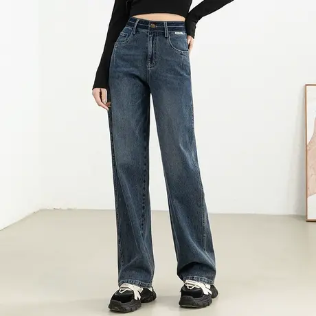 高腰阔腿牛仔裤女2023年新款春秋裤子宽松长裤秋季女裤窄版直筒裤商品大图