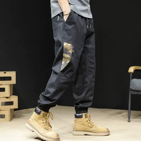 工装裤子男士休闲男裤2023新款潮牌宽松大码束脚美式工装裤男春秋商品大图