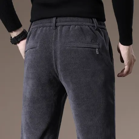 灯芯绒商务西装裤男士冬季高端抗寒冬裤直筒休闲长裤冬天保暖外穿商品大图