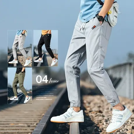 裤子男潮牌ins夏季薄款工装休闲裤男士春夏装2023年新款痞帅九分商品大图