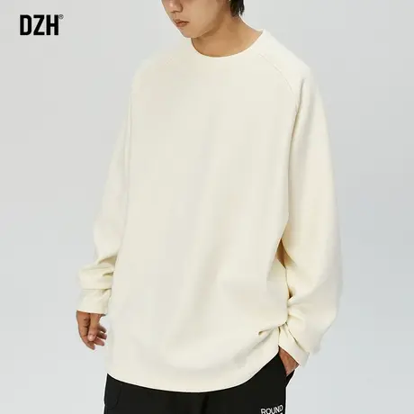 男士卡其色卫衣男极简风长袖t恤男款秋季宽松潮牌男2023新款外套商品大图