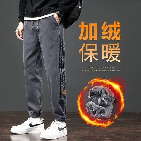 冬季潮牌工装裤抓绒休闲裤男士加绒裤加厚保暖外穿男裤子2023新款商品大图