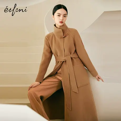 【🕠商场同款】🕡伊芙丽毛呢外套女时尚立领长款羊毛大衣1CA370641商品大图