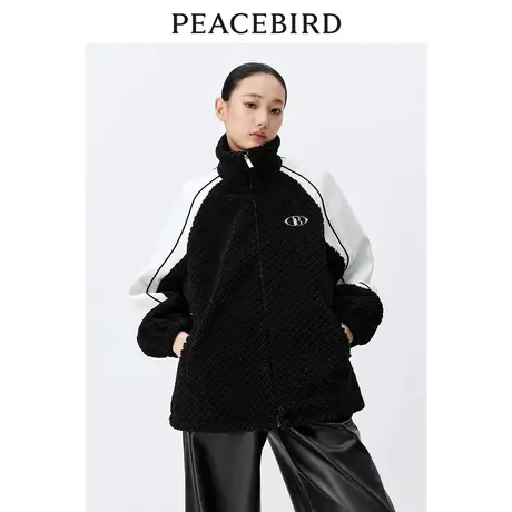【商场同款】太平鸟女装2024年春季撞色仿羊羔毛外套A3BBE1113商品大图