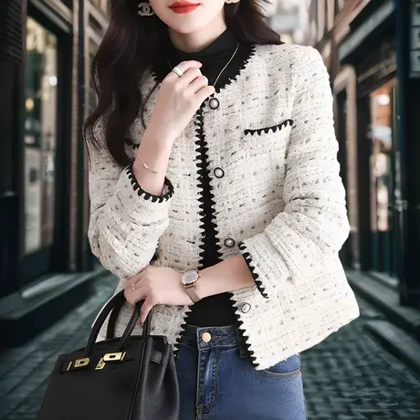 今年流行轻熟风年轻妈妈小香风外套女秋冬款短款独特高级感超好看图片