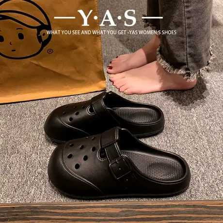 包头拖鞋女款夏天外穿室内家居厚底2024新款踩屎感洞洞鞋女防滑潮商品大图