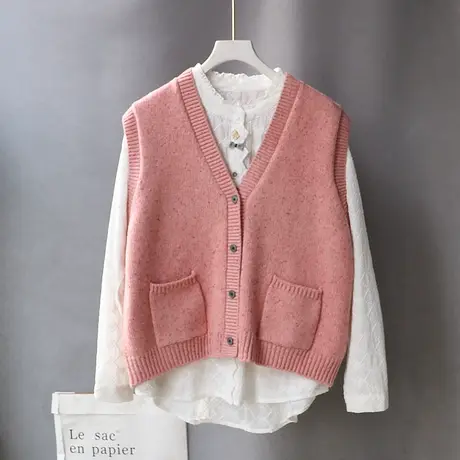 享永子【温柔碎片】点子纱羊毛针织马甲背心马夹外套2024早春新款图片