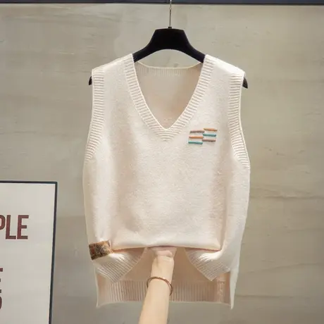 v领针织马甲背心女2023秋装新款马夹外穿上衣外搭宽松毛衣坎肩潮图片