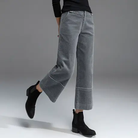 灯芯绒阔腿裤女秋冬2023新款小个子八分裤妈妈裤子九分条绒直筒裤商品大图