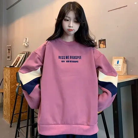 chic港味卫衣女秋冬宽松韩版bf慵懒风加绒加厚oversize外套潮ins图片