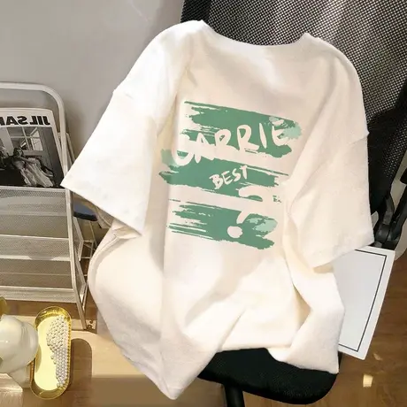 纯棉设计感美式复古短袖t恤女夏季新款小众高街宽松半袖上衣体恤图片