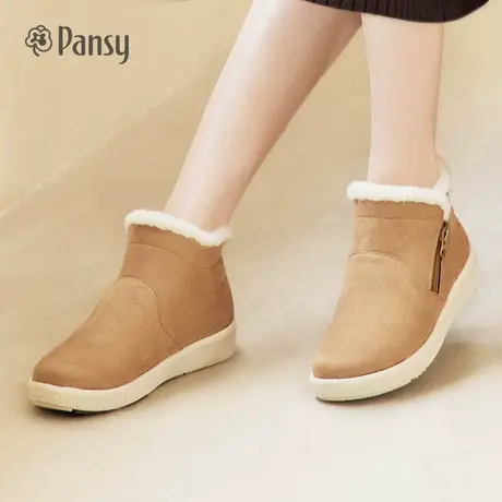 Pansy日本女靴加绒保暖羊毛短靴妈妈棉鞋靴子冬季雪地靴加厚女鞋商品大图