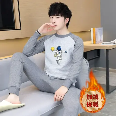 男士新款保暖衣内衣套装加厚加绒冬季打底中老年人秋衣裤秋裤商品大图