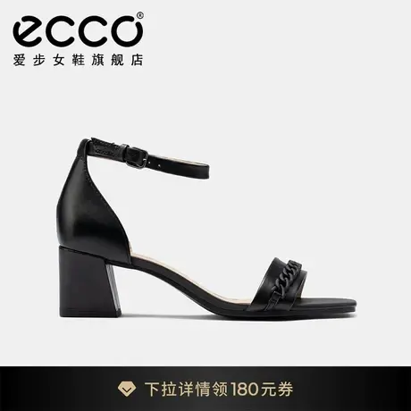 ECCO爱步女鞋 春夏新款粗跟法式凉鞋一字带高跟凉鞋 塑雅213343图片