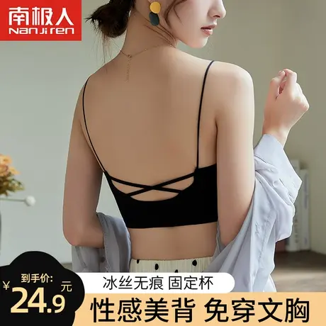 冰丝美背乳胶内衣女夏季文胸薄款抹胸裹胸上衣一体带胸垫吊带背心商品大图