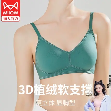 猫人内衣女性感小胸聚拢软支撑上托防下垂无痕无钢圈文胸罩薄款图片