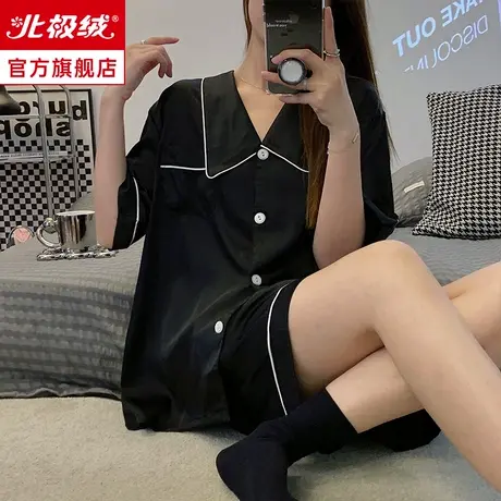 睡衣女冰丝夏季短袖薄款2023年新款大码春秋可外穿高级套装家居服商品大图