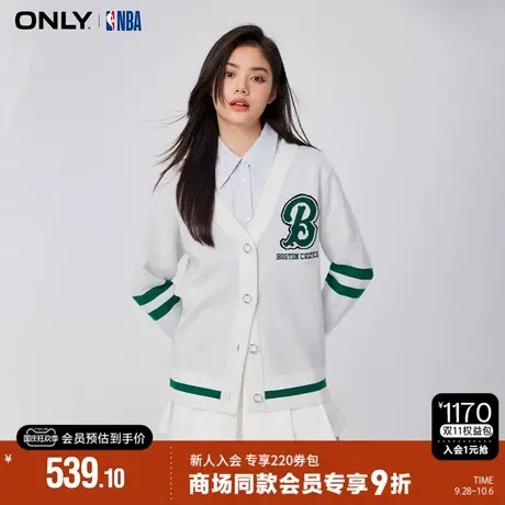 ONLY2023秋季新款NBA联名款宽松长袖撞色V领针织衫女|12333B014图片