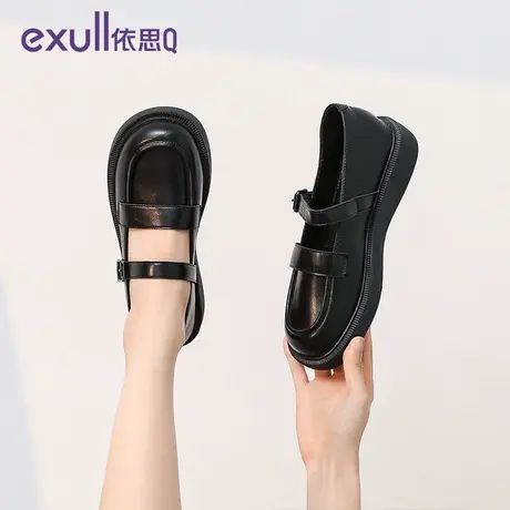 exull/依思Q2024冬季新款扣带玛丽珍女鞋复古一脚蹬休闲百搭单鞋商品大图
