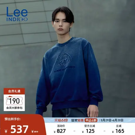Lee商场同款25春夏新品舒适版圆领牛仔蓝男卫衣潮流LMT010116207商品大图