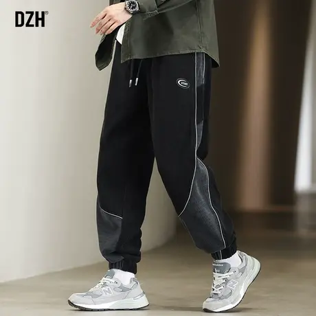 男士黑色灯芯绒束脚裤子男秋季潮流百搭2023年新款宽松运动裤球裤商品大图