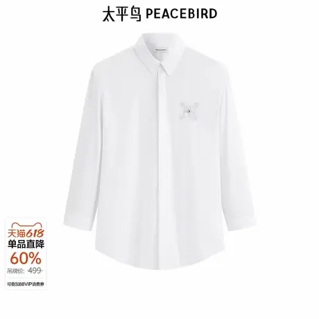 太平鸟男装夏季新款时尚双色绣花长袖衬衫B1CBE2131图片