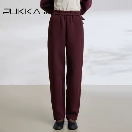 蒲PUKKA 柔软加厚双层微弹全腰橡筋休闲裤2023秋装新品图片