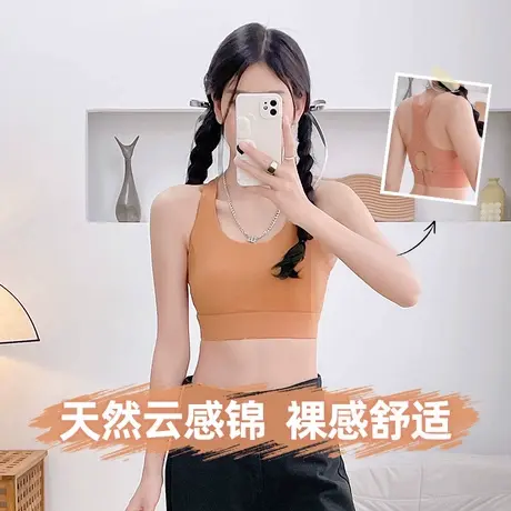 运动内衣女高强度健身跑步防震瑜伽一体美背心式文胸罩聚拢防下垂商品大图