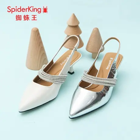 SPIDER KING/蜘蛛王凉鞋女真皮2025春商场新款水钻包头凉拖鞋细跟图片