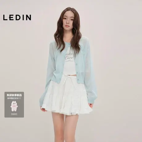乐町玫瑰绣花针织开衫女秋季新款防晒罩衫空调衫绞花门襟短款外套图片