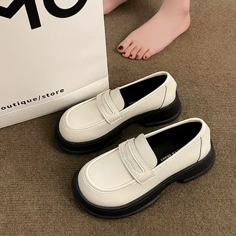 小皮鞋女2023春季新款英伦风jk粗跟厚底乐福鞋女学院休闲百搭单鞋商品大图