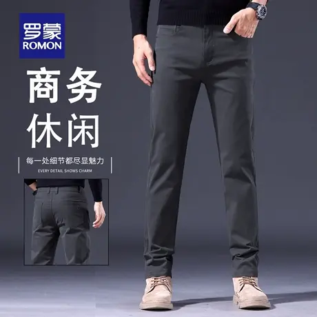 罗蒙高端休闲裤男士秋季2025新款宽松直筒弹力商务纯棉裤子男N2Z商品大图