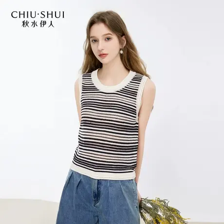 秋水伊人吊带背心女夏外穿无袖上衣 2025新款百搭条纹女士美背心图片