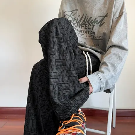 直筒灯芯绒裤子男款夏季2025新款大码卫裤春秋宽松阔腿休闲裤男裤商品大图