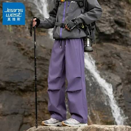N5真维斯男士休闲裤2025新款秋季潮流宽松直筒伞兵裤春秋男款裤子商品大图