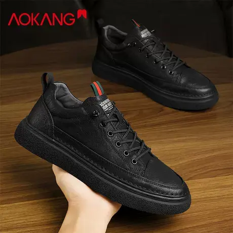 奥康加绒保暖休闲板鞋男2025新款冬季皮鞋英伦风一脚蹬防滑鞋子男图片