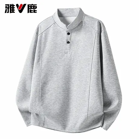 雅鹿长袖重磅国风中山领卫衣2026春季新款叠穿男青年时尚打底衫潮商品大图