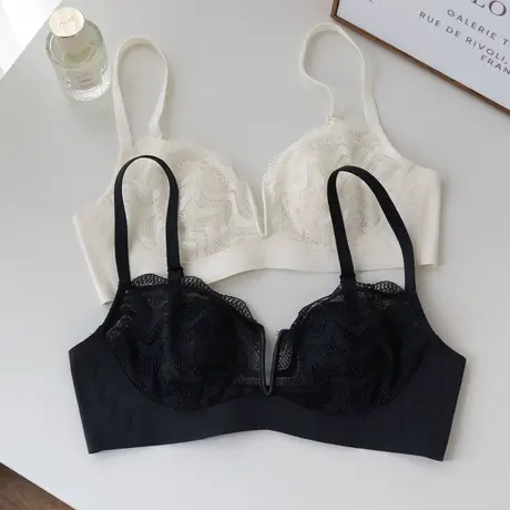 夏季超薄款内衣女大胸显小显瘦胸罩无钢圈收副乳防凸点兔耳杯文胸商品大图