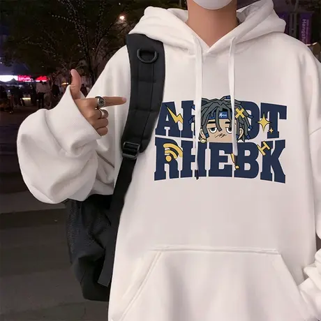 立体发泡印花复古宽松纯棉连帽卫衣男秋冬季新款情侣帽衫休闲外套商品大图