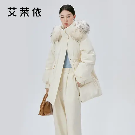 艾莱依中长款大毛领羽绒服女2023年款气质大牌时尚外套图片