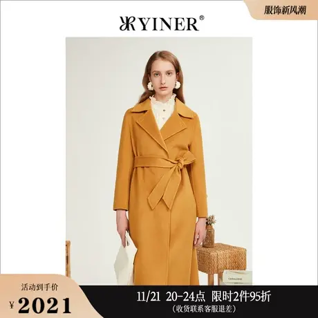 YINER音儿专选女装冬季羊毛含羊绒双面呢大衣商品大图