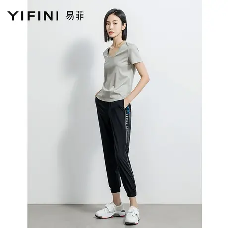 Yifini/易菲百搭小脚九分裤女2023夏季新款运动休闲裤宽松束脚裤商品大图