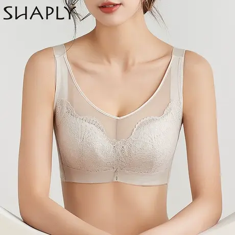 Shaply莎莲妮内衣薄款大胸显小大罩杯聚拢收副乳性感蕾丝抹胸文胸商品大图