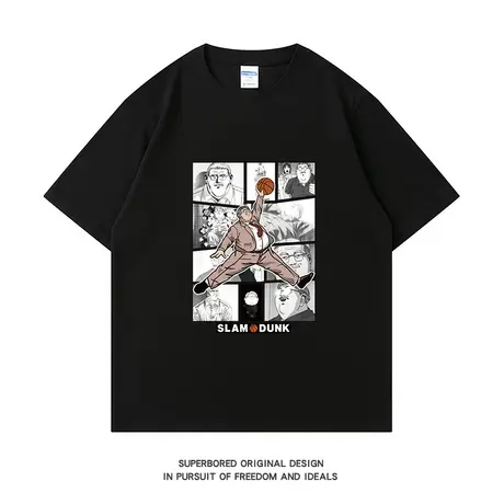 灌篮高手安西教练灌篮短袖T恤男夏季纯棉半袖宽松休闲打底体恤商品大图