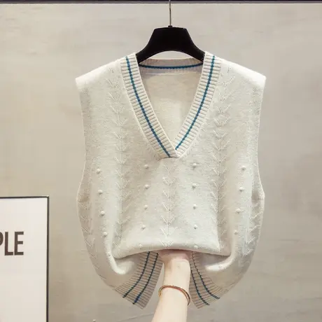 v领针织马甲背心女2023秋装新款宽松外穿马夹叠穿外搭毛衣坎肩潮商品大图