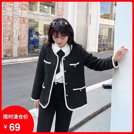 绮娑2021春冬新款气质减龄百搭胖MM外套女宽松显瘦大码女装200斤图片