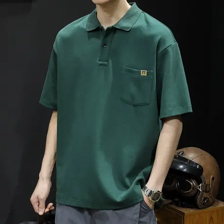 POLO衫男短袖t恤男士夏季宽松大码男装潮牌2024新款重磅300g体恤商品大图