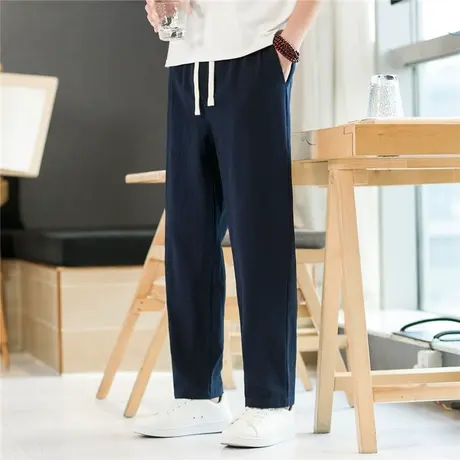 棉麻休闲裤男夏季垂感亚麻裤中国风直筒长裤宽松透气百搭棉麻裤子商品大图