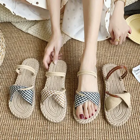 小众设计感凉鞋女仙女风ins潮2023年新款夏季时尚百搭平底罗马鞋图片